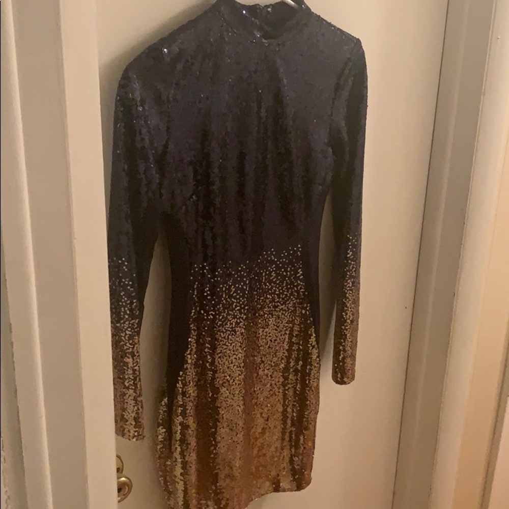 NWOT Navy Blue & Gold Sequins Dress